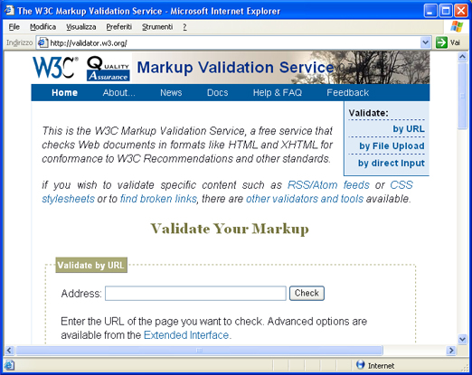 Figura 1. Home Page del MarkUp Validation Service del W3C