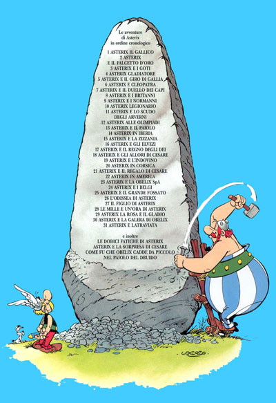 Obelix scolpisce un ricordo delle sue avventure sopra un Menhir! - Clicca sull'immagine per ingrandirla!